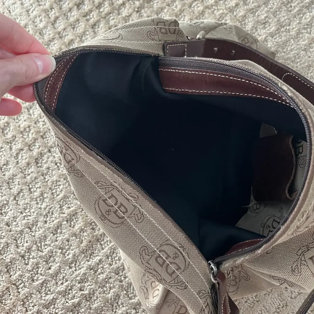 Vintage Dooney & Bourke Signature Crest Hobo Bag Purse Brown Tan